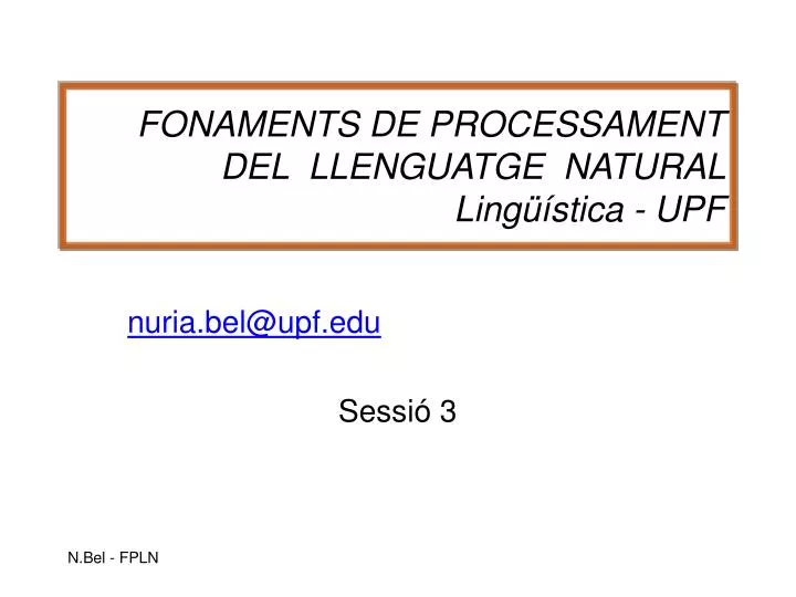 fonaments de processament del llenguatge natural ling stica upf