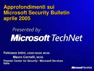 Approfondimenti sui Microsoft Security Bulletin aprile 2005