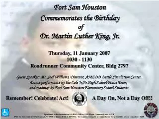 Fort Sam Houston Commemorates the Birthday of Dr. Martin Luther King, Jr.