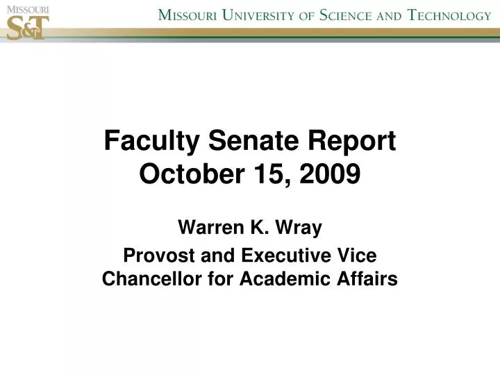 faculty senate report october 15 2009