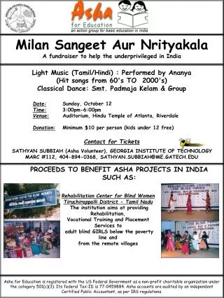 Milan Sangeet Aur Nrityakala A fundraiser to help the underprivileged in India