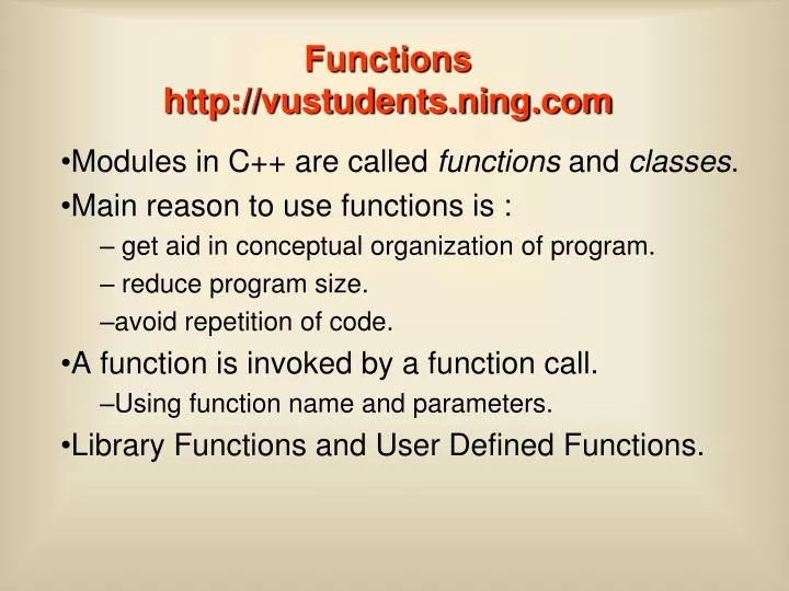 functions http vustudents ning com