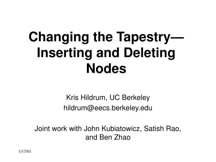 changing the tapestry inserting and deleting nodes