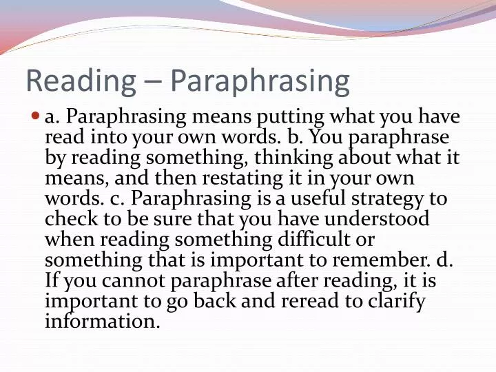 reading paraphrasing