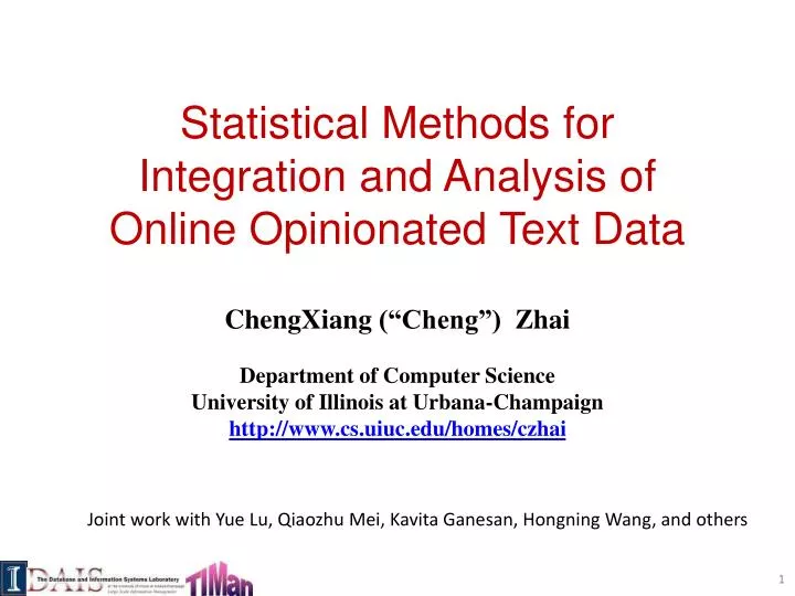 statistical methods for integration and analysis of online opinionated text data