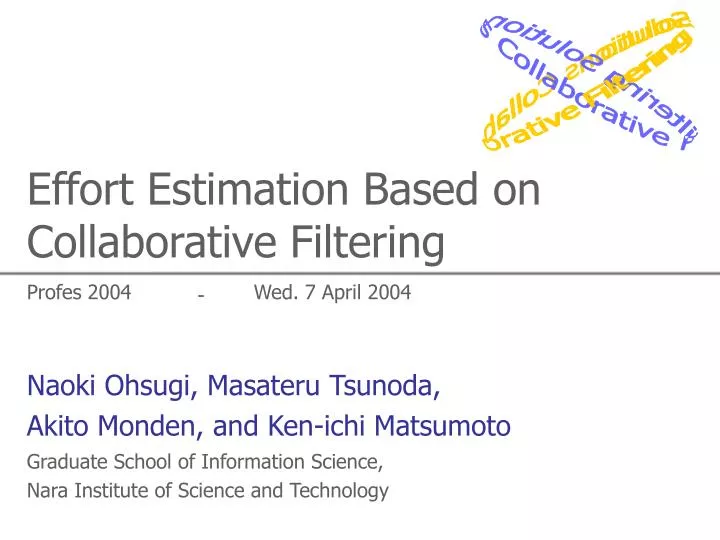 effort estimation based on collaborative filtering