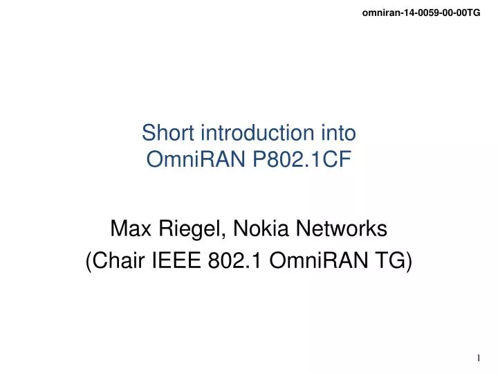 short introduction into omniran p802 1cf