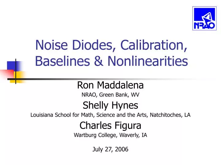 noise diodes calibration baselines nonlinearities