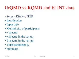 UrQMD vs RQMD and FLINT data