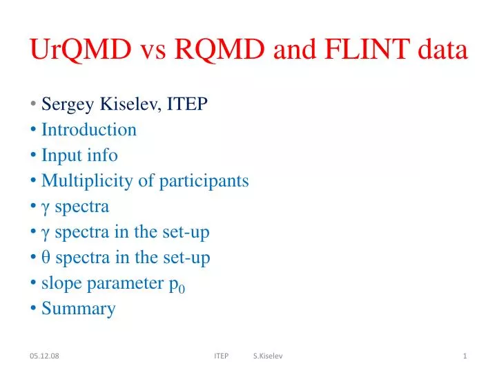 urqmd vs rqmd and flint data