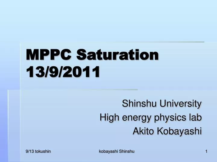 mppc saturation 13 9 2011