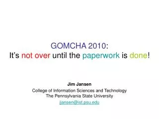 GOMCHA 2010 : It’s not over until the paperwork is done !