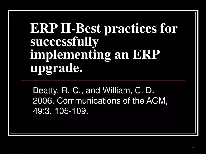 erp ii best practices for successfully implementing an erp upgrade