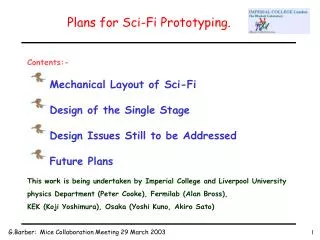 Plans for Sci-Fi Prototyping.