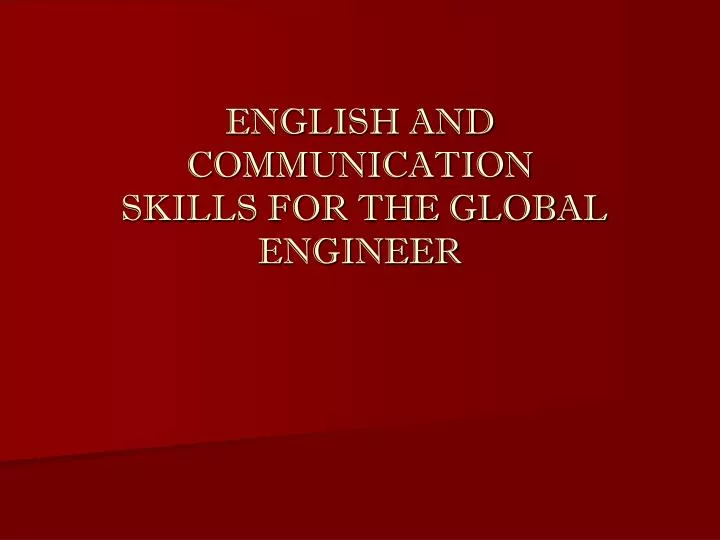 english and communication skills for the global engineer
