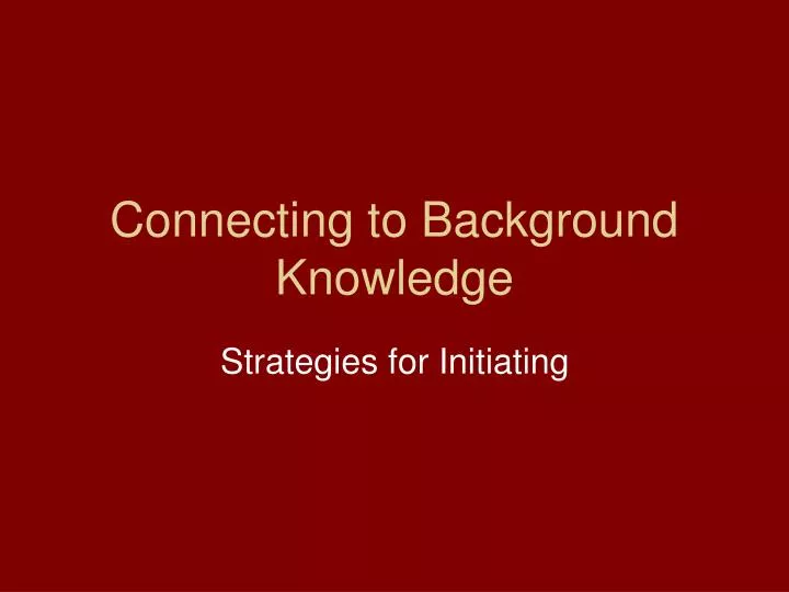 connecting to background knowledge