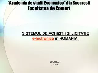 “Academia de studii Economice” din Bucuresti Facultatea de Comert