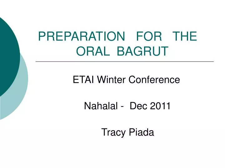 preparation for the oral bagrut