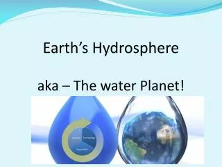 Earth’s Hydrosphere aka – The water Planet!