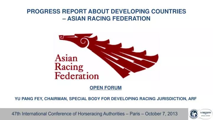 progress report about developing countries asian racing federation