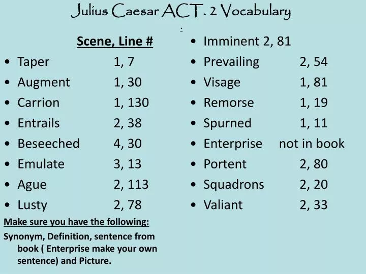 julius caesar act 2 vocabulary
