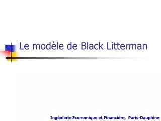 Le modèle de Black Litterman