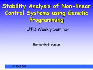 Stability Analysis of Non-linear Control Systems using Genetic Programming