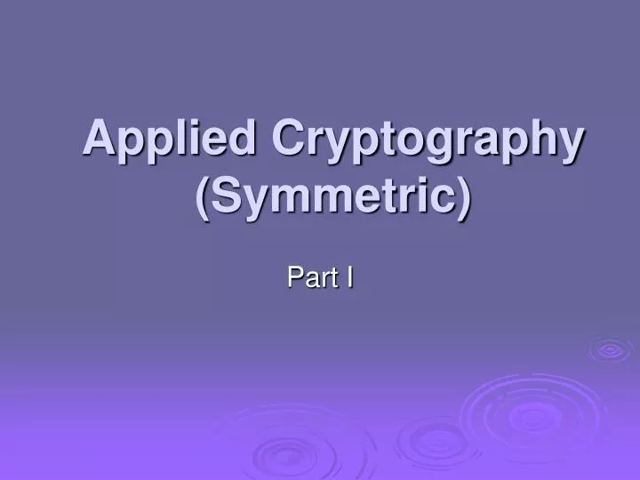 applied cryptography symmetric