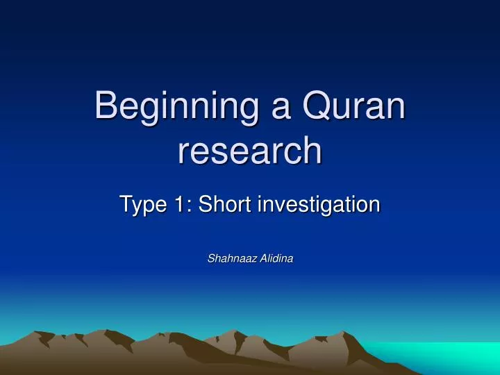beginning a quran research