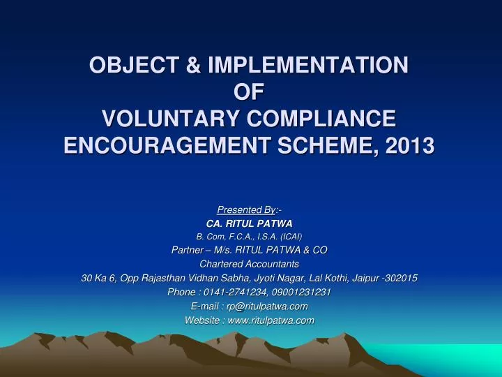 object implementation of voluntary compliance encouragement scheme 2013
