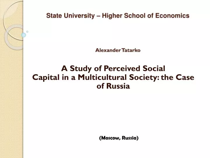 state university higher school of economics alexander tatarko