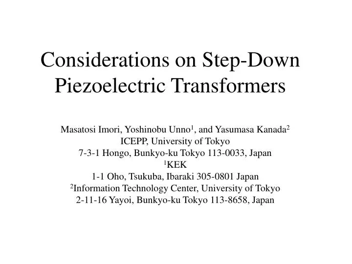 considerations on step down piezoelectric transformers