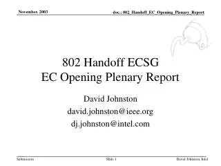 802 Handoff ECSG EC Opening Plenary Report
