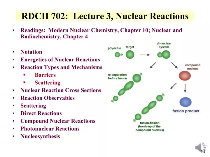 rdch 702 lecture 3 nuclear reactions