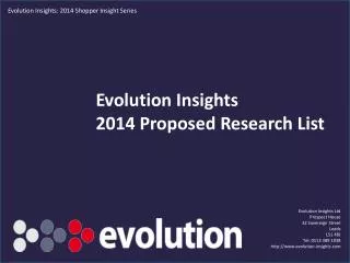 Evolution Insights 2014 Proposed Research List