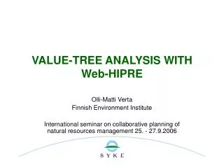 VALUE-TREE ANALYSIS WITH Web-HIPRE