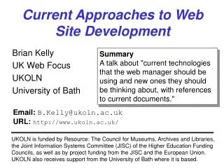 Current Approaches to Web Site Development
