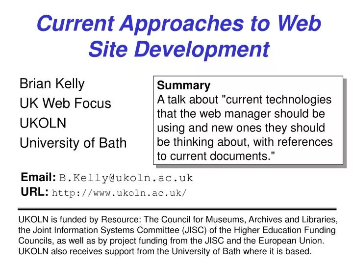 current approaches to web site development