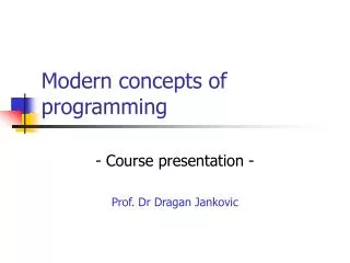 Modern concepts of programming