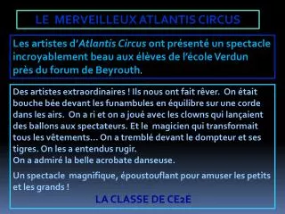 LE MERVEILLEUX ATLANTIS CIRCUS