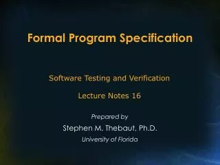 Formal Program Specification