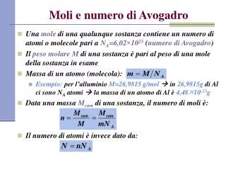 Moli e numero di Avogadro