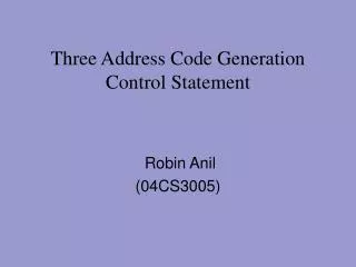 Three Address Code Generation Control Statement