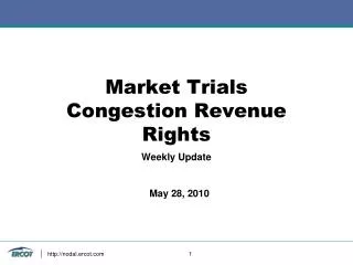 Market Trials Congestion Revenue Rights