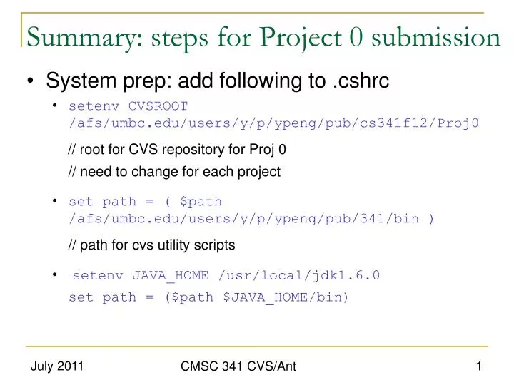 summary steps for project 0 submission