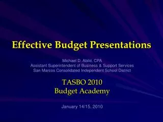 Effective Budget Presentations
