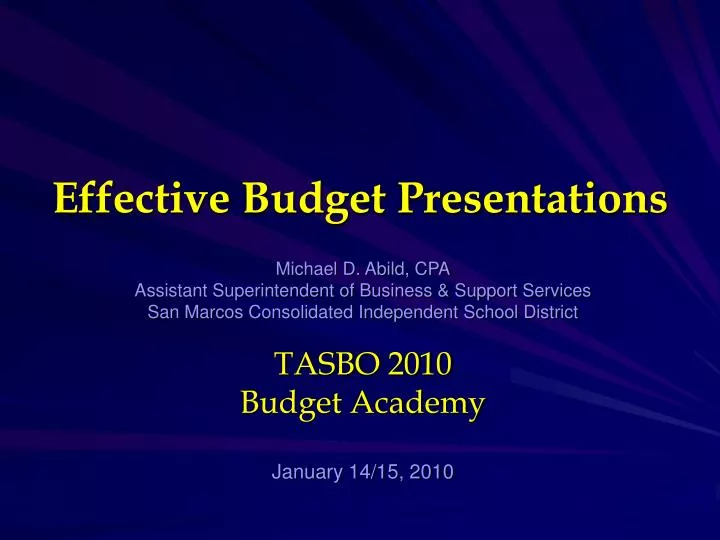 effective budget presentations
