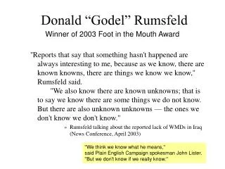 Donald “Godel” Rumsfeld