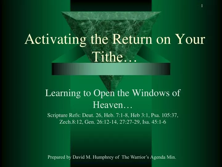 activating the return on your tithe