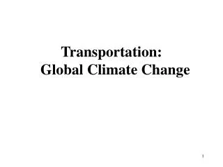 Transportation: Global Climate Change